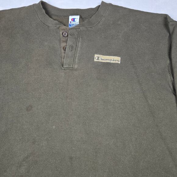 Champion Vintage Sweatshirt Two Button Pullover Henley Mens Size 2XL Made In USA - Picture 3 of 10
